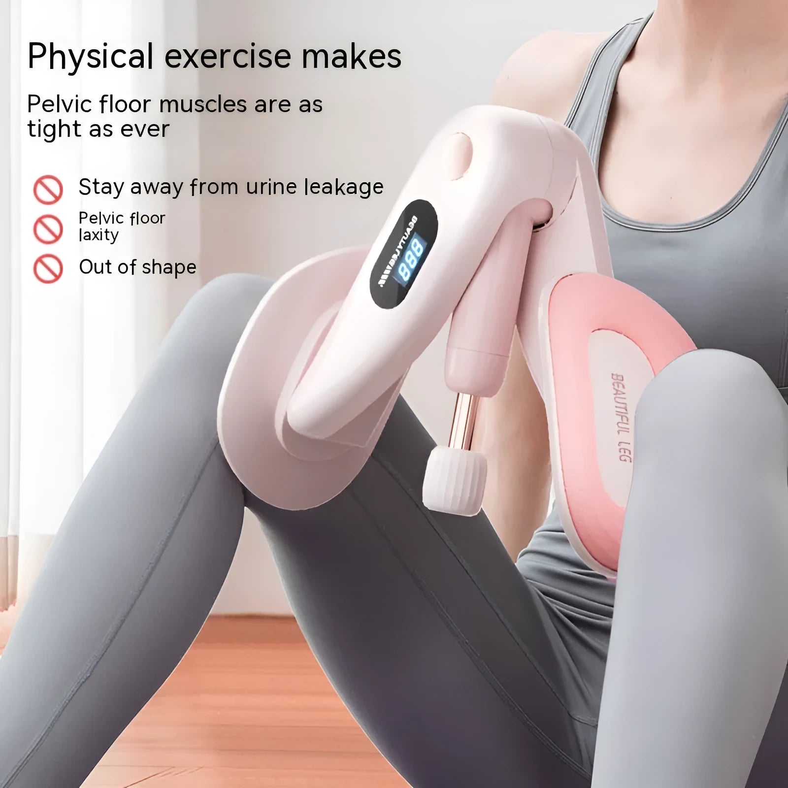 Grey pelvic floor muscle trainer with counting display for rehabilitation exercises