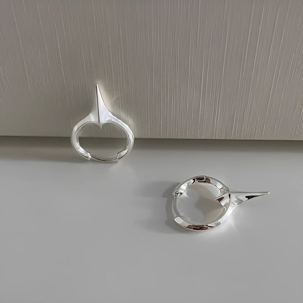 Geometric star earrings for women with copper white gold electroplated finish
