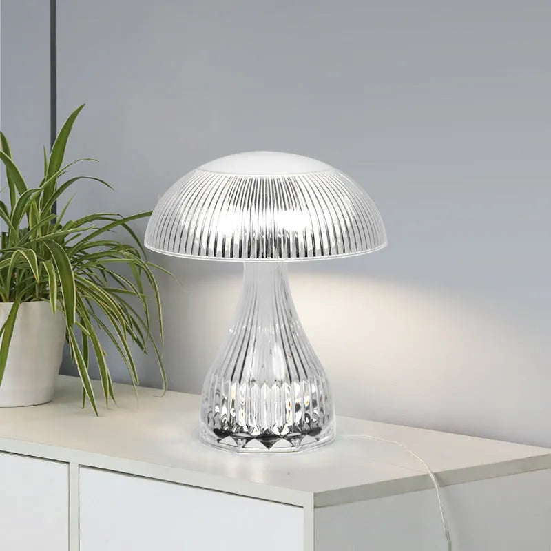 Small white acrylic USB rechargeable touch-control night lamp with colour changing LED light