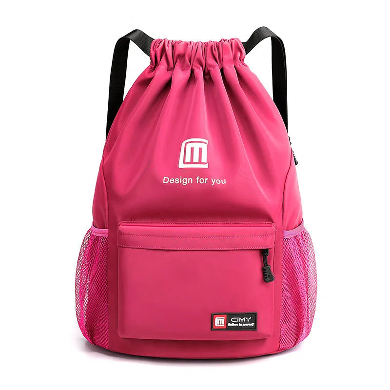 Oxford fabric travel backpack in multiple colours with drawstring closure and foldable design