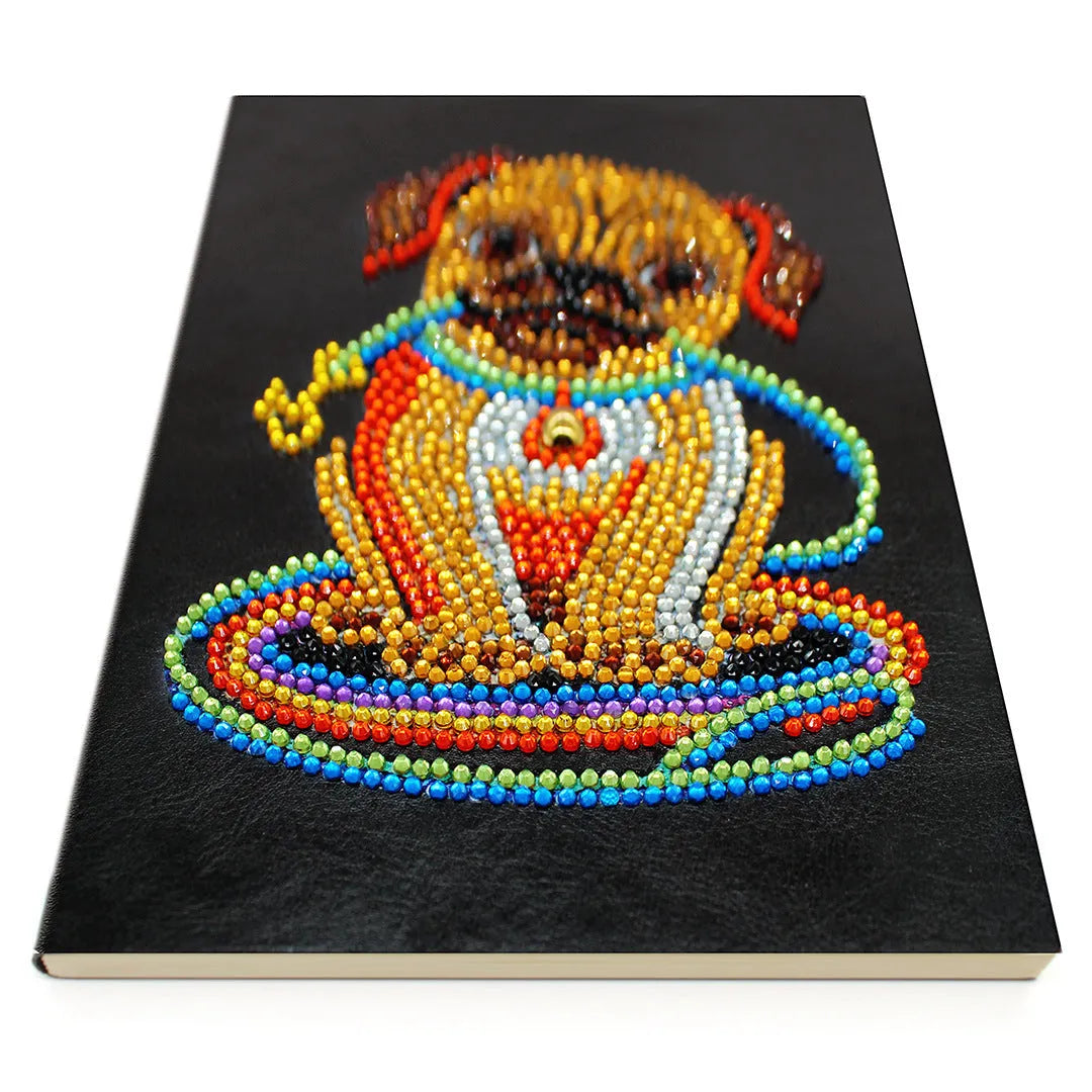 Black hardcover A5 diamond painting notebook with 50 pages for rhinestone art project organisation