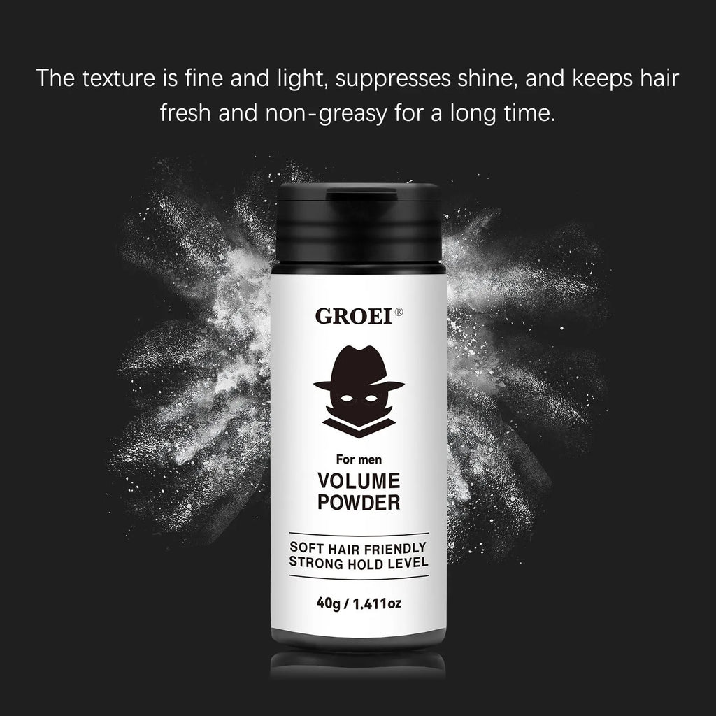 Disposable container of 40g hair styling powder for oil control and volume.
