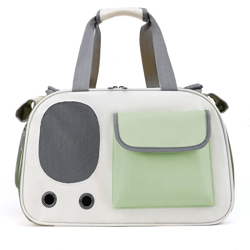 Foldable canvas pet bag in black colour showing large capacity design with single shoulder strap