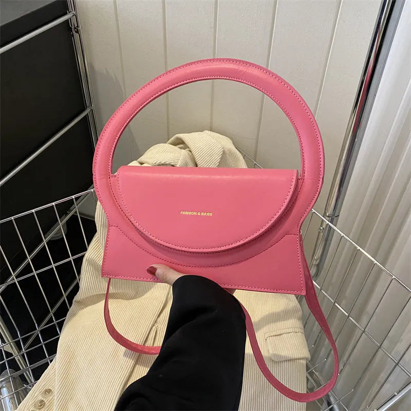 Horizontal square PU shoulder messenger bag with sandwich pockets and phone compartment