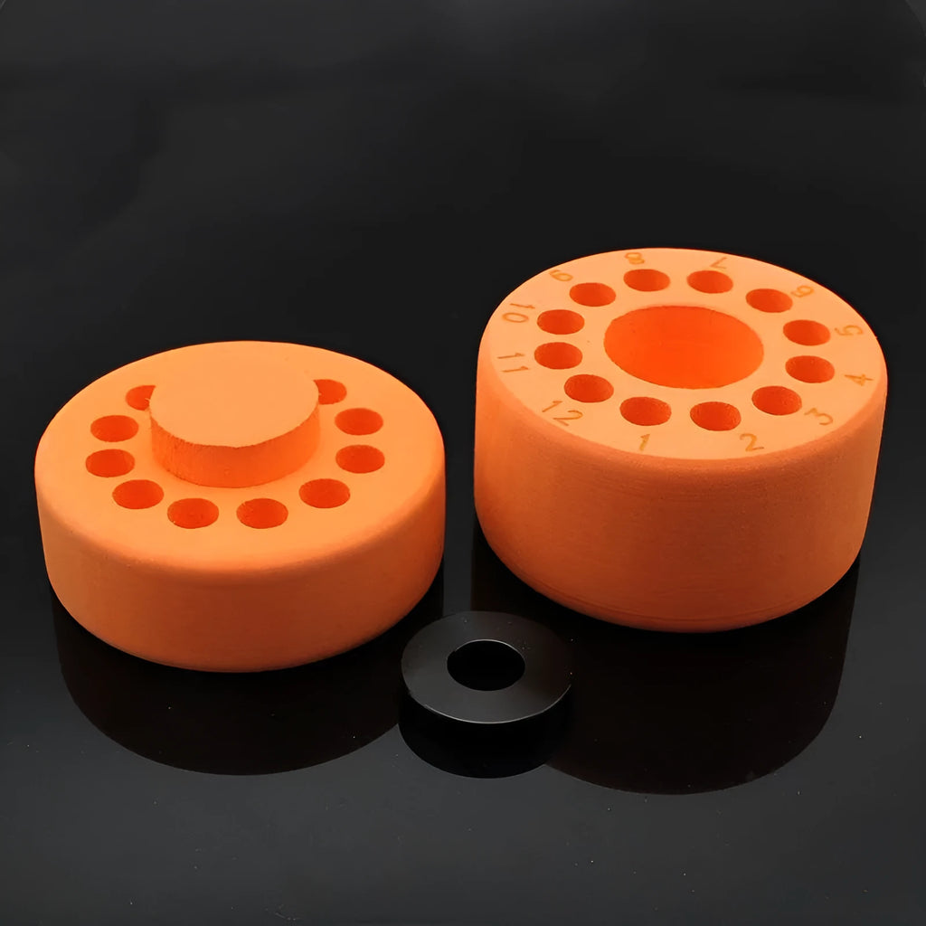 Orange and blue gradient freezing cooling box for laboratory cell recovery procedures