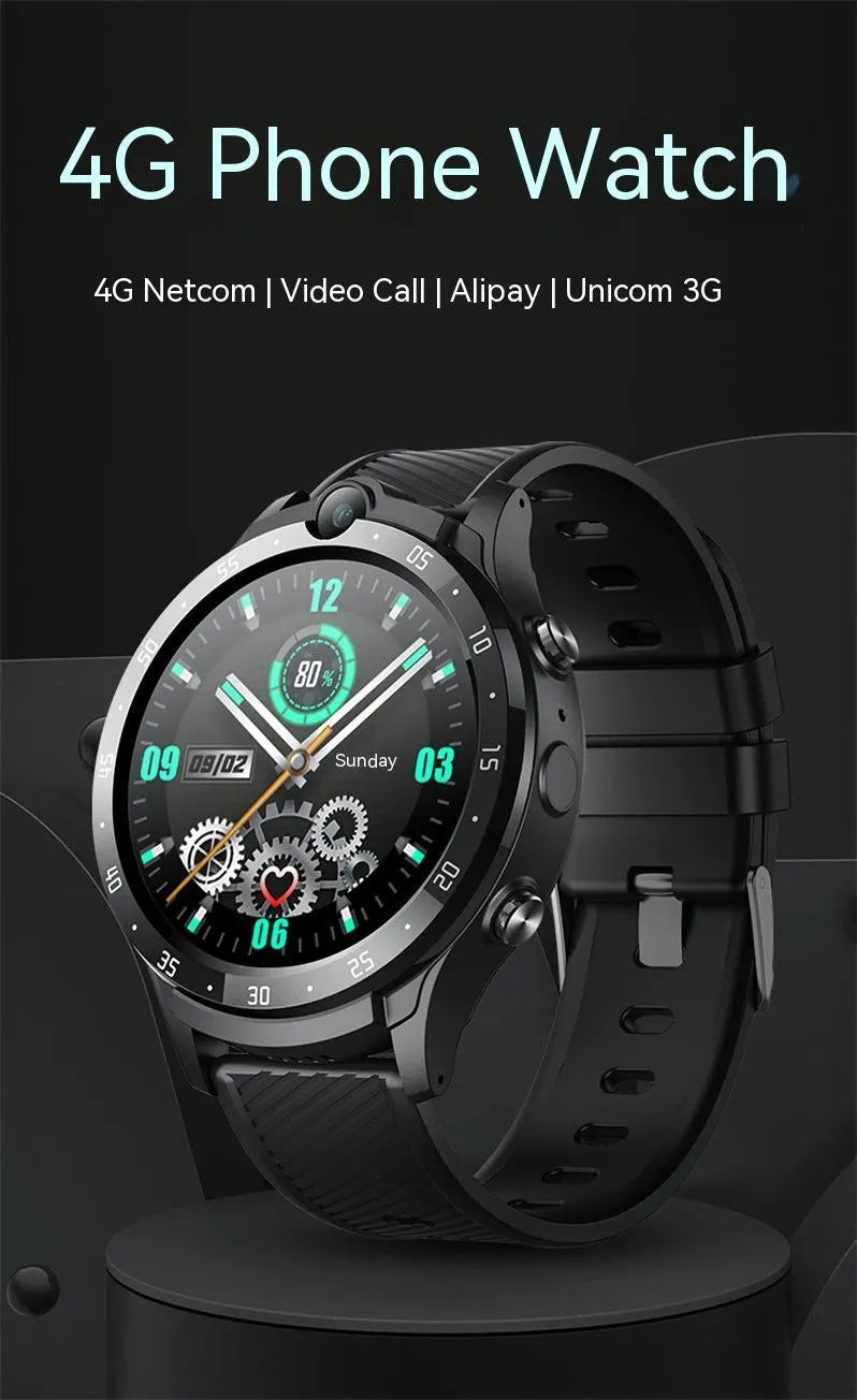 Black Smart Watch Watch3 with touch screen, Bluetooth calling, 600 mAh battery, and charging cable.