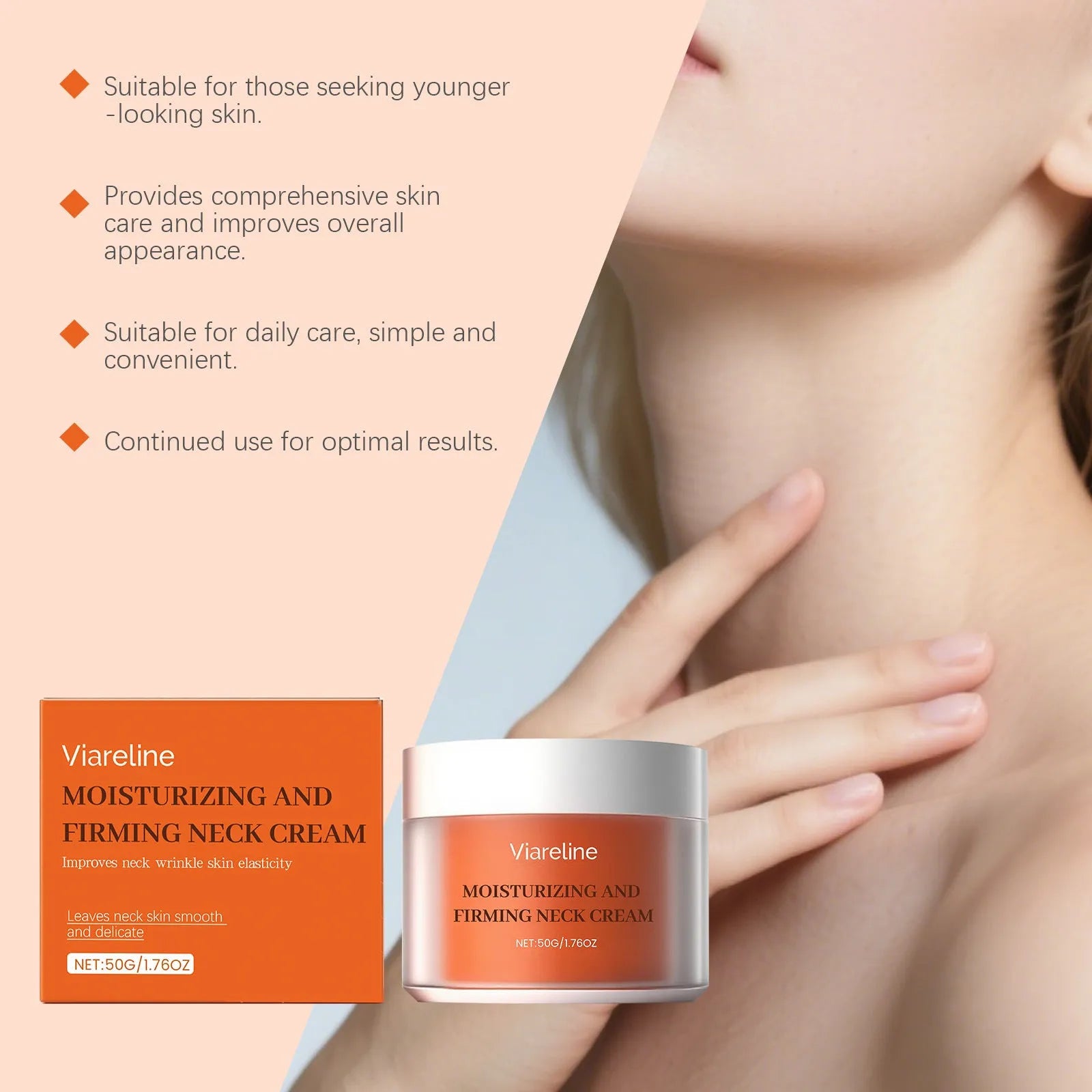 50g neck moisturising cream in compact packaging for contour skin care