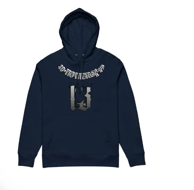 Men's hooded team uniform sweater in fleece-lined polyester with zip front, shown in multiple colour options