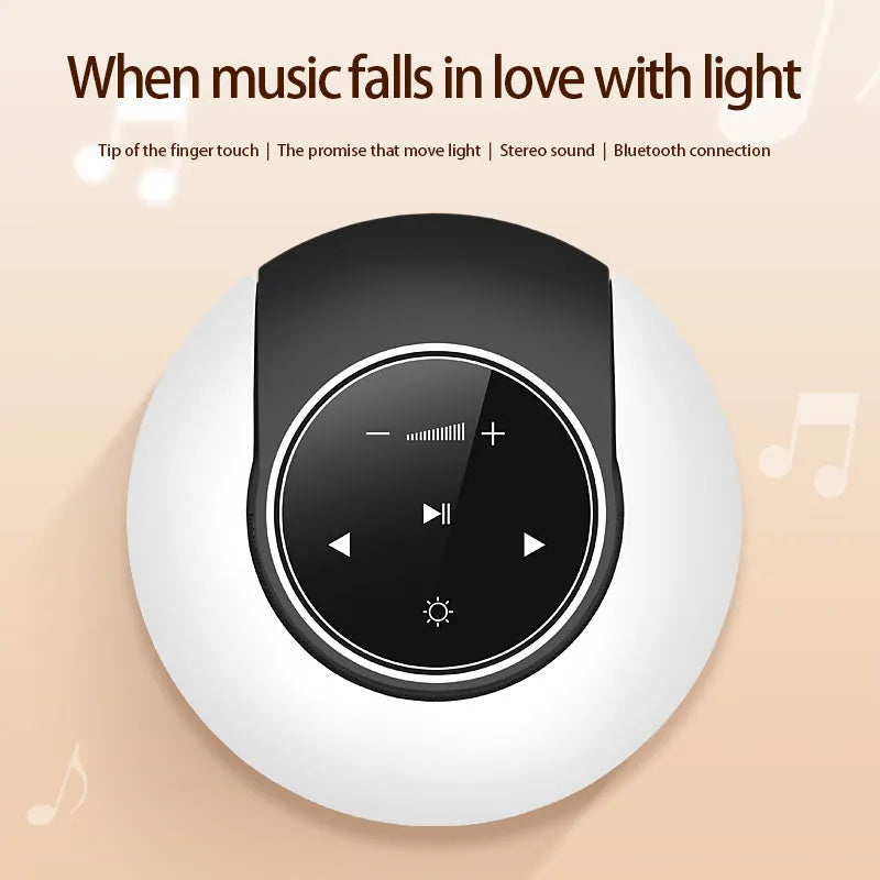 Blue plastic Bluetooth desk lamp speaker with folded LED light and touch controls