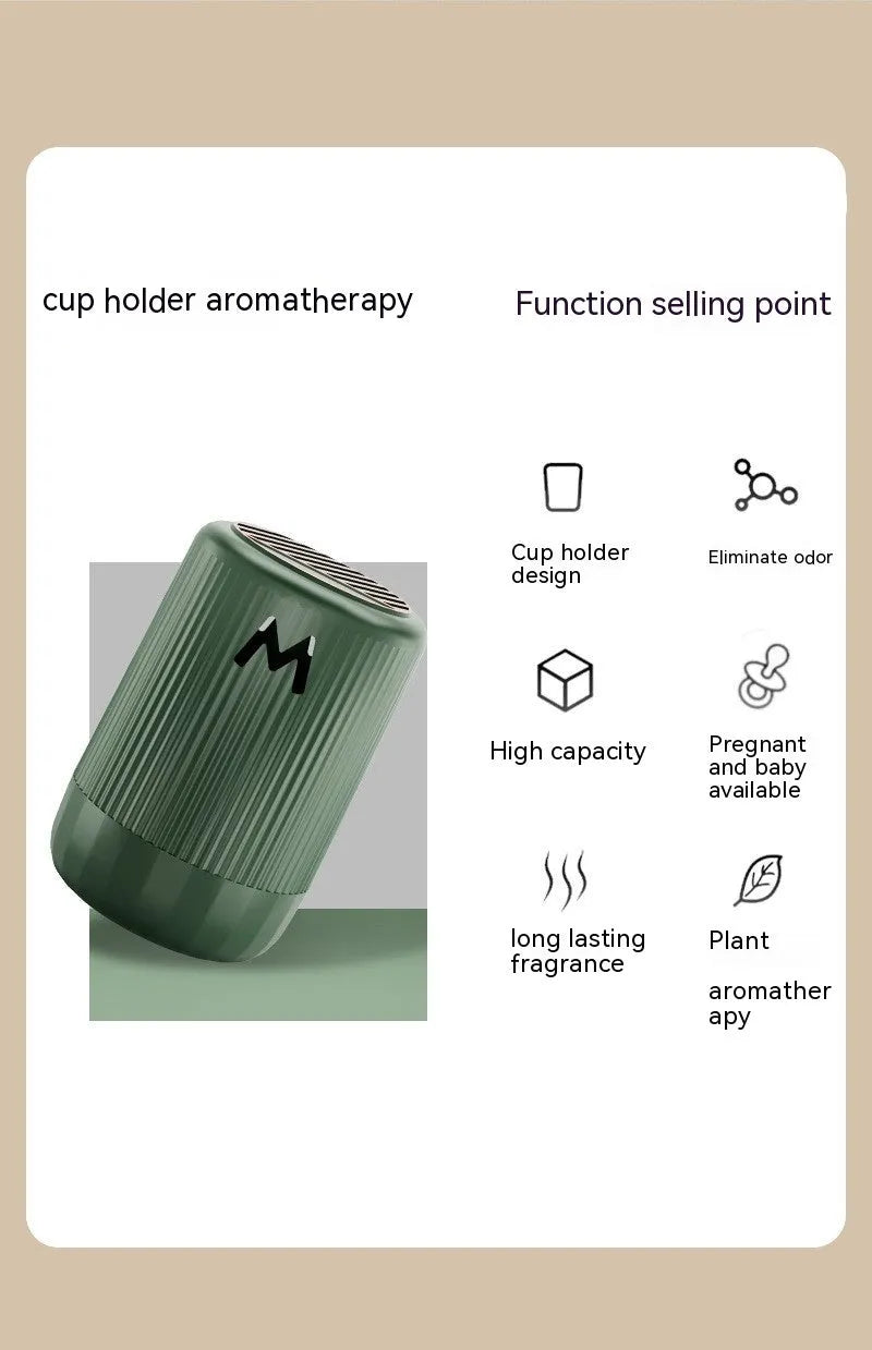 Solid car aromatherapy decoration cup in one of four colours, measuring 10cm by 6cm.