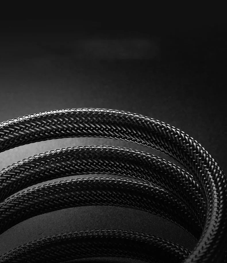 5 metre HDMI cable with gold connectors showing aluminum foil Mylar braid shielding construction