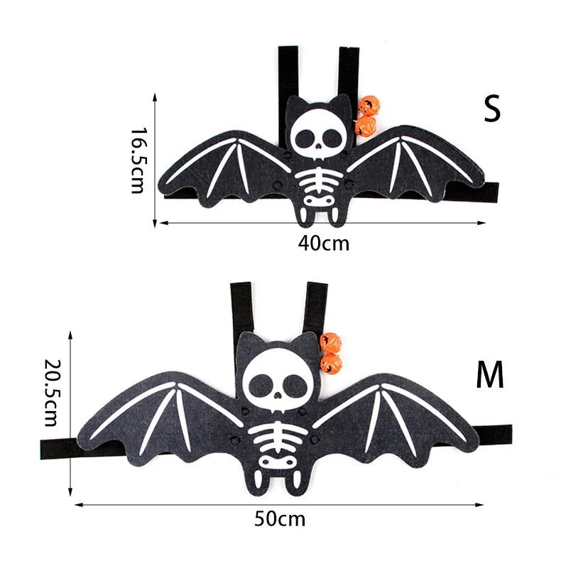 Halloween cat costume with bat wings in orange, red, or white felt material
