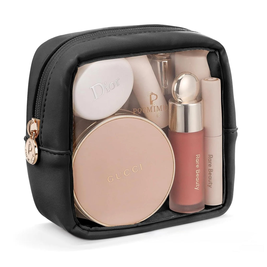 Transparent PVC leather cosmetic bag with waterproof travel storage in multiple colours and sizes