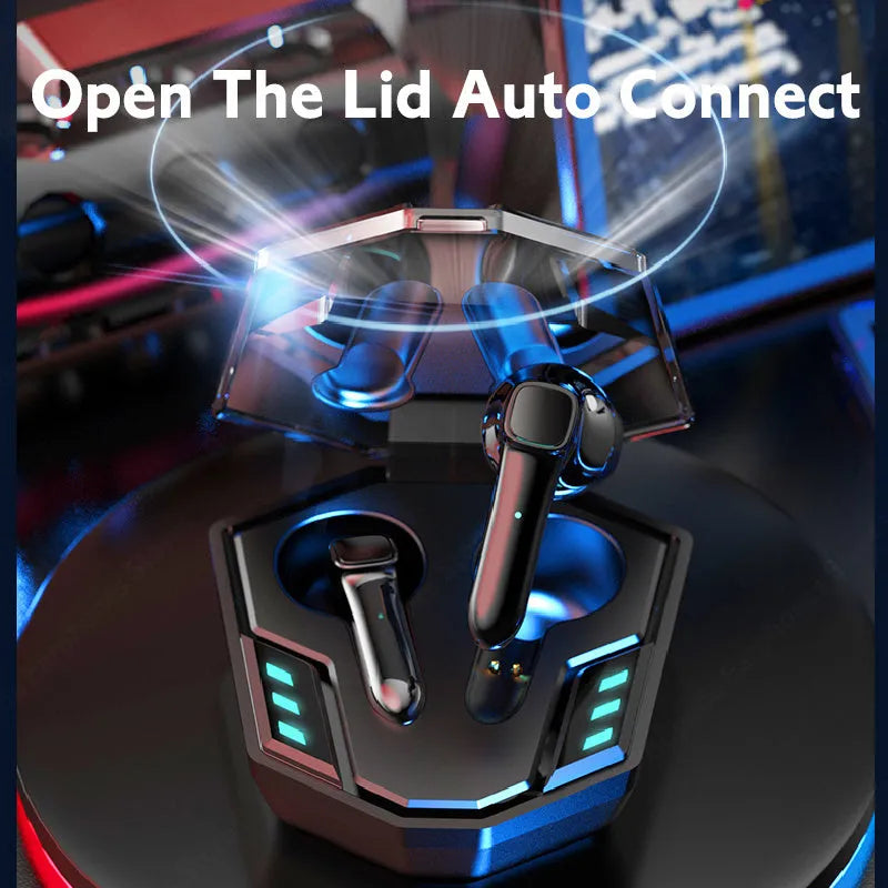 Wireless Bluetooth gaming headset with low latency technology and compact ABS plastic construction