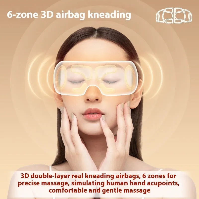 White rechargeable eye massager with heated airbag compression function