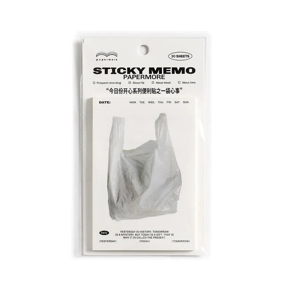 Happy Series message sticky notes pad in one of four colours, showing 120x80mm size and 30 paper pages.