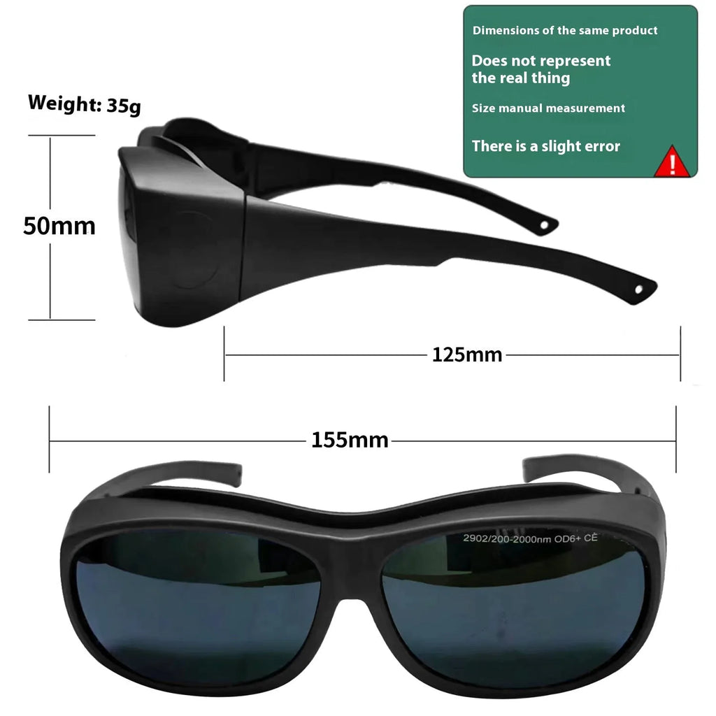Welding and laser safety goggles for 200-2000nm photon skin rejuvenation protection