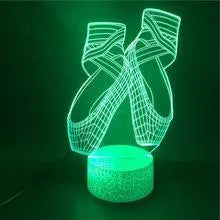 Ballet shoes 3D LED night light with remote control showing colourful illumination options