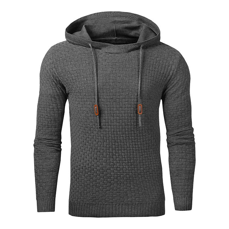 Men's cotton polyester blend hooded sweatshirt shown in one of nine available colours.