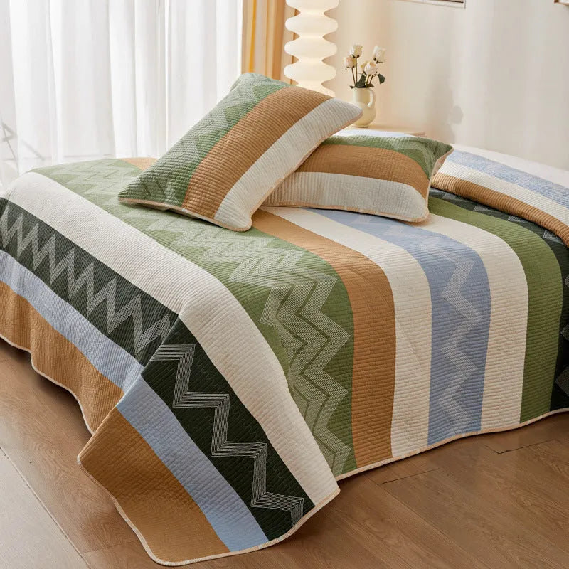 Pure cotton printed bed sheet set in modern simple design for summer bedding