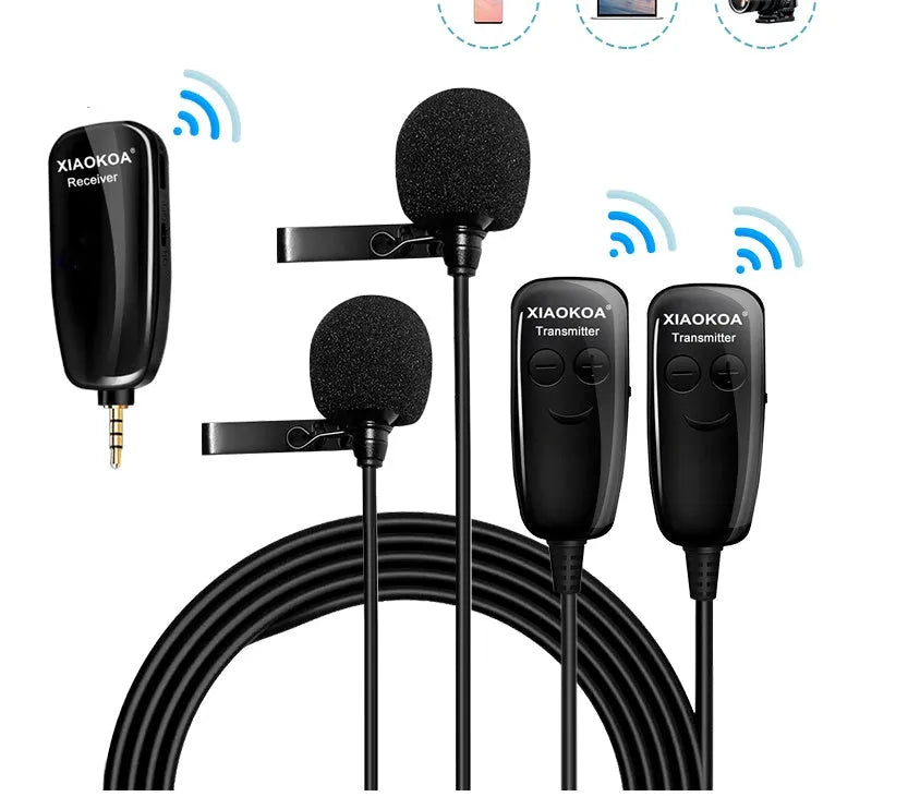 Black lavalier microphone with 3.5mm jack for mobile phones
