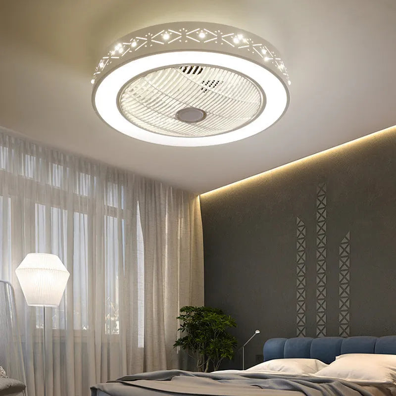 Pastoral style 55cm LED invisible fan chandelier with metal blades for ceiling installation
