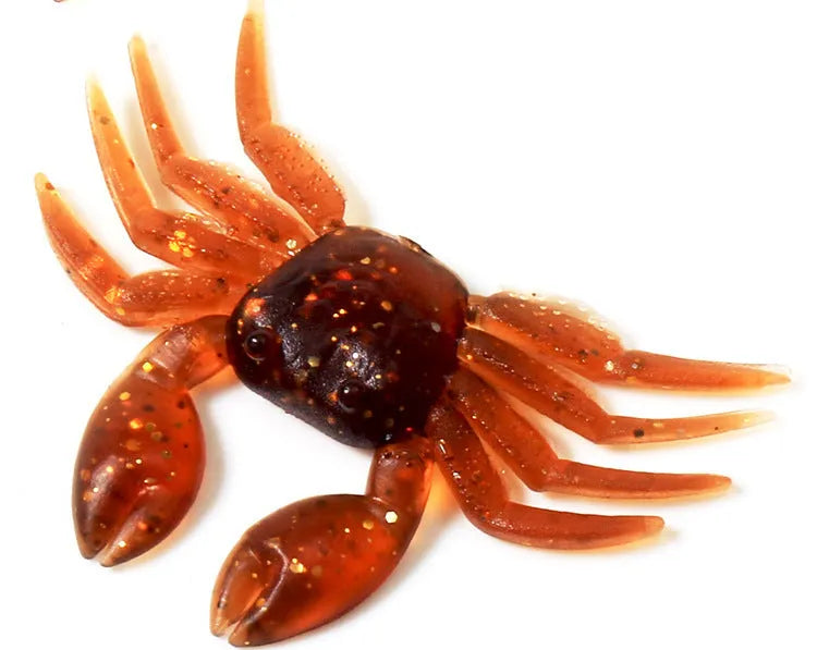 8CM red and brown PVC crab fishing lures showing detailed soft plastic crab imitation design