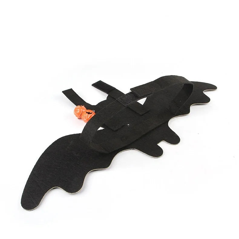 Halloween cat costume with bat wings in orange, red, or white felt material