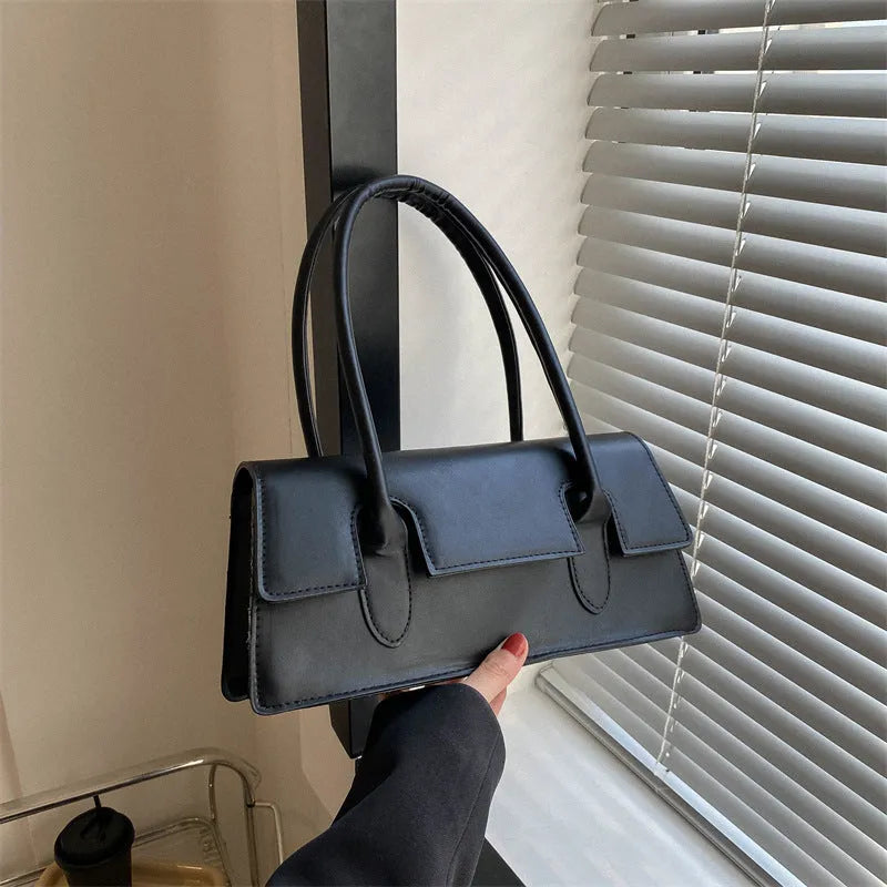 Women's retro style small square shoulder bag in PU leather, shown in a choice of colours.