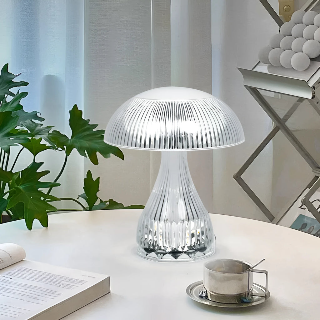 Small white acrylic USB rechargeable touch-control night lamp with colour changing LED light
