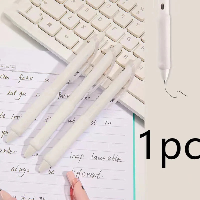 Macaron colour student gel pen with 0.5mm metal tip and press mechanism in smoked brown, powder and white options