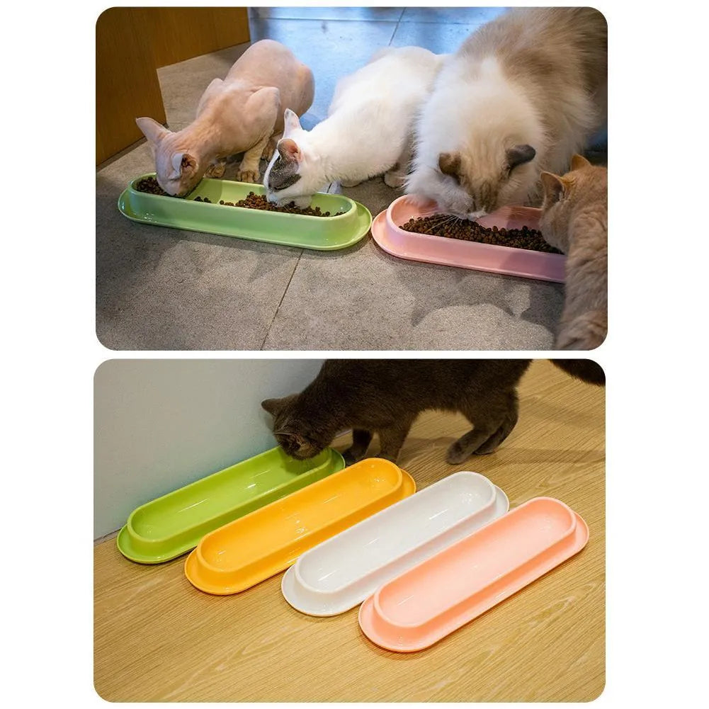 Four-compartment leakproof pet feeder bowl in pink colour for dogs and cats