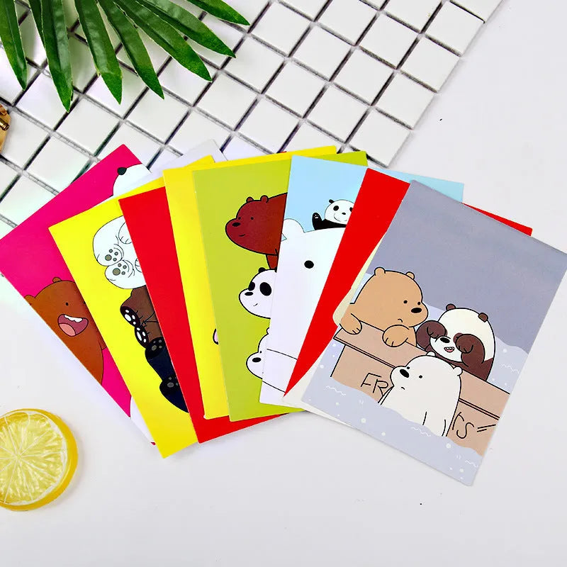 Set of nine minimalist cartoon postcards with Japanese-style retro Paris tower and historic site illustrations.