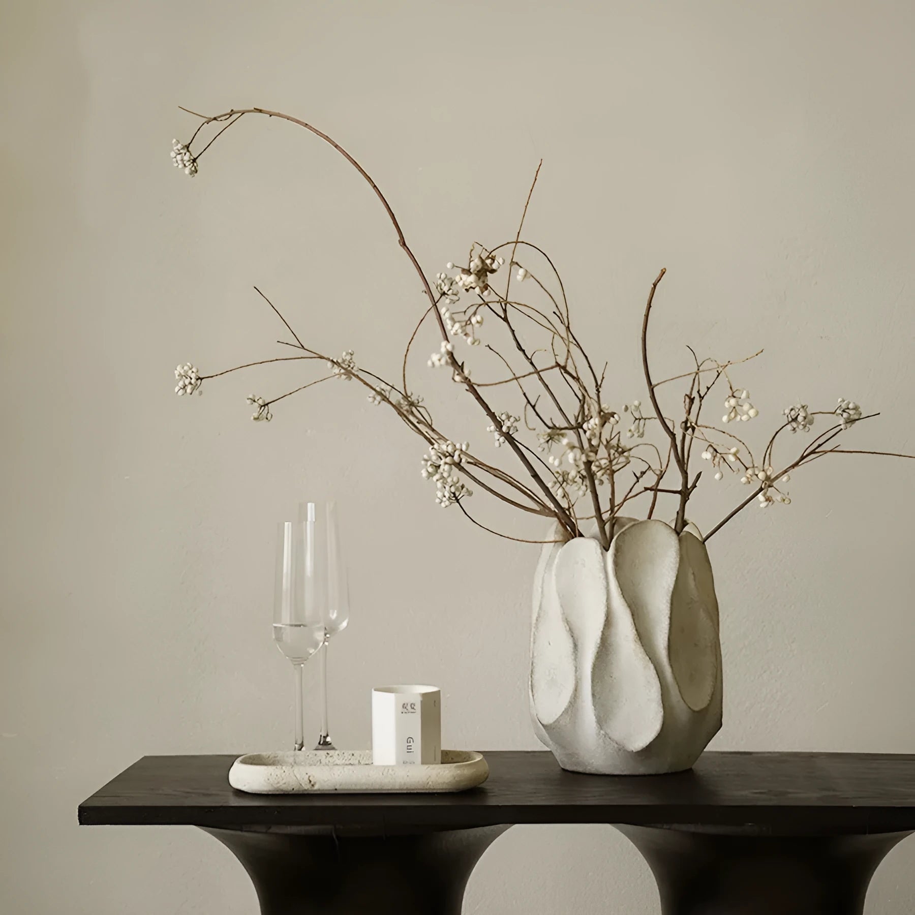 Irregular abstract art ceramic vase for flower arrangements in living room or desktop display