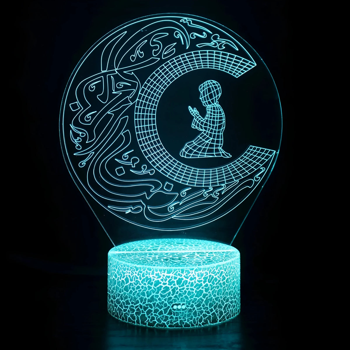 3D small night lamp with USB cable, touch control base, and remote for bedside table