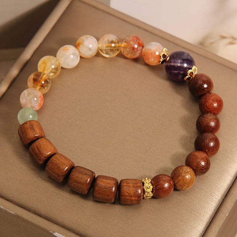 Pineapple yellow women's bracelet with yellow tower crystal, ebony amethyst, pearl rhinestone pastoral sequin details