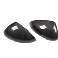 Carbon fibre rearview mirror covers for Porsche Macan with black finish and woven texture