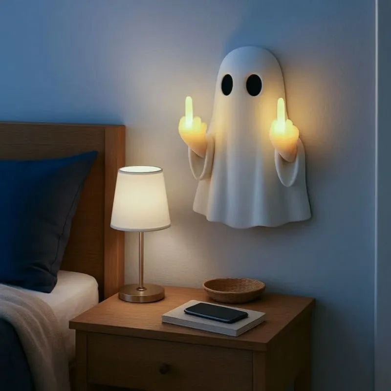 White plastic ghost statue night lamp for Halloween decoration with modern simple style