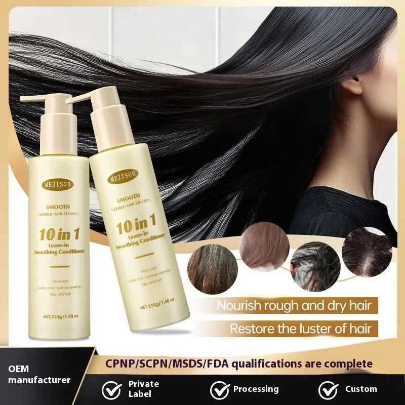 Wash-free soft 10-in-1 hair conditioner in 210g disposable bottle for ladies