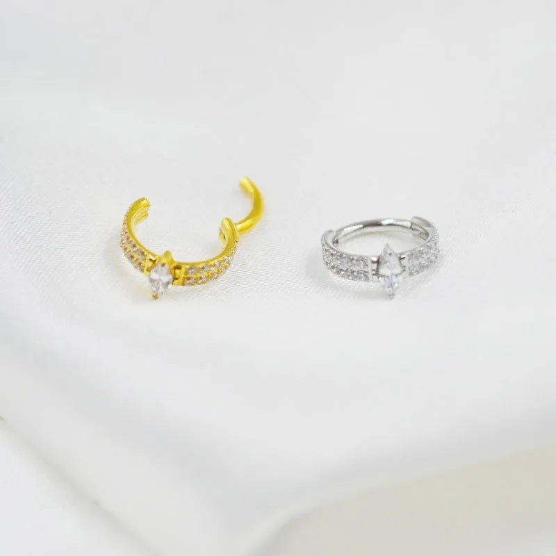 316L titanium steel heart-shaped earrings with zircon stones in 1.2x8mm size