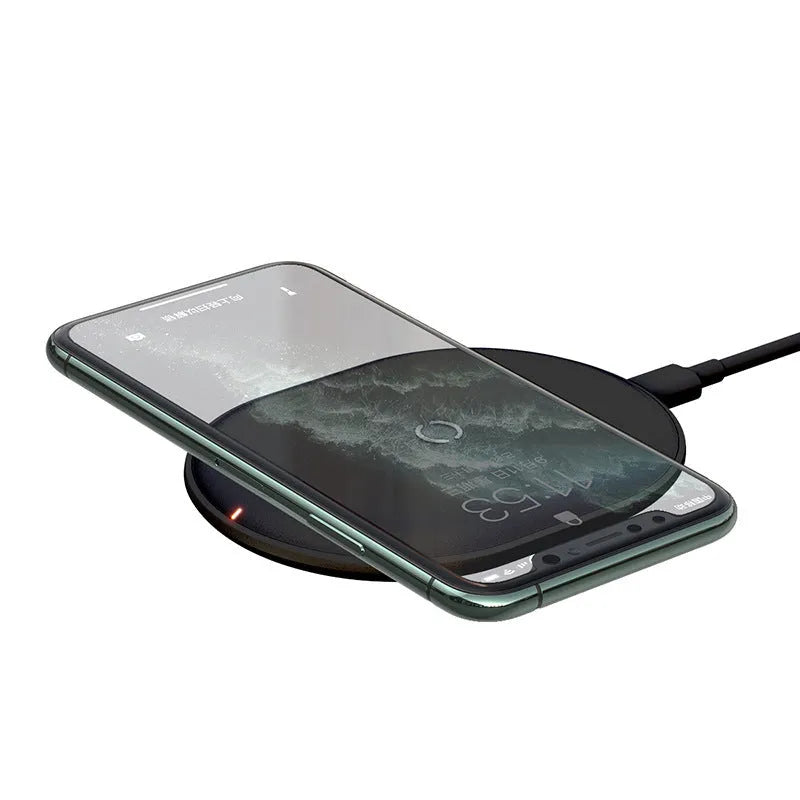 15W wireless charging pad with Type-C port and rough texture surface in black colour