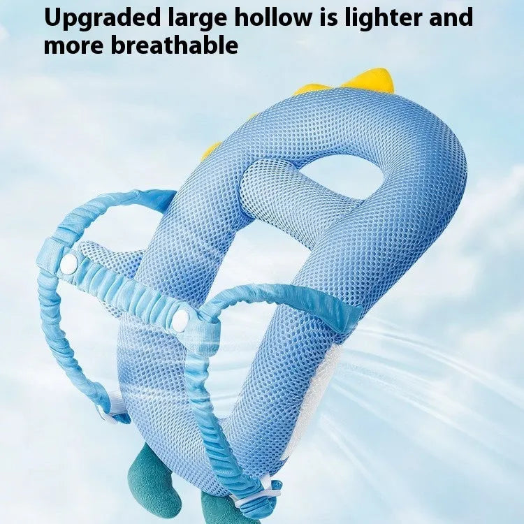 Cartoon dinosaur and bee themed anti-collision pillow for toddler fall protection.