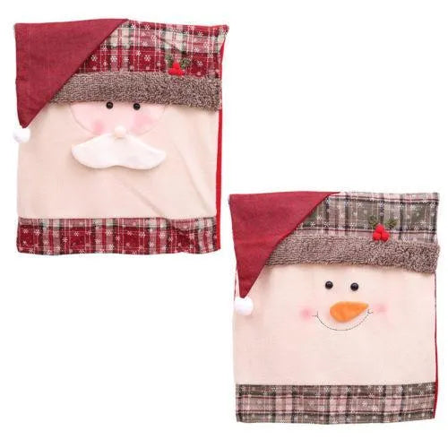Christmas chair covers set with Santa Claus and Snowman designs for standard dining chairs with Santa hat accessories