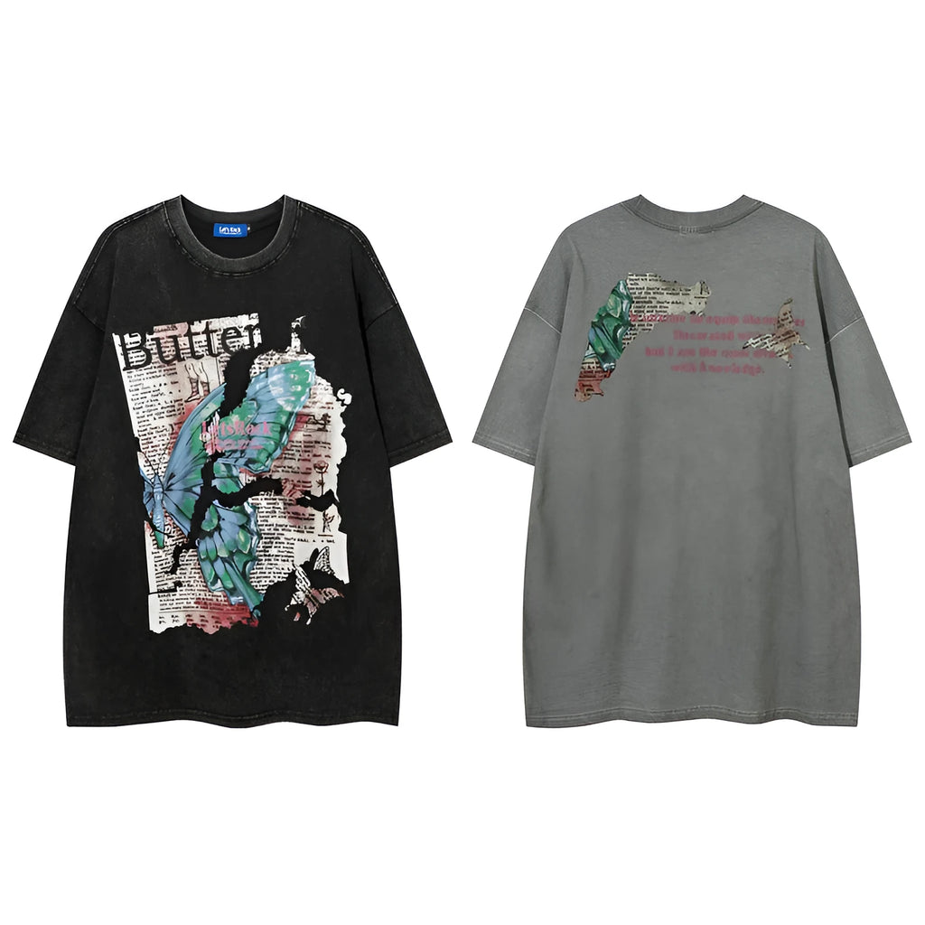 Men's cotton short sleeve loose pullover top with letter pattern in black or grey, sizes M to XXL