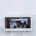Bathroom waterproof mobile phone box holder in white or blue with free punching wall mount and anti-fog ABS case