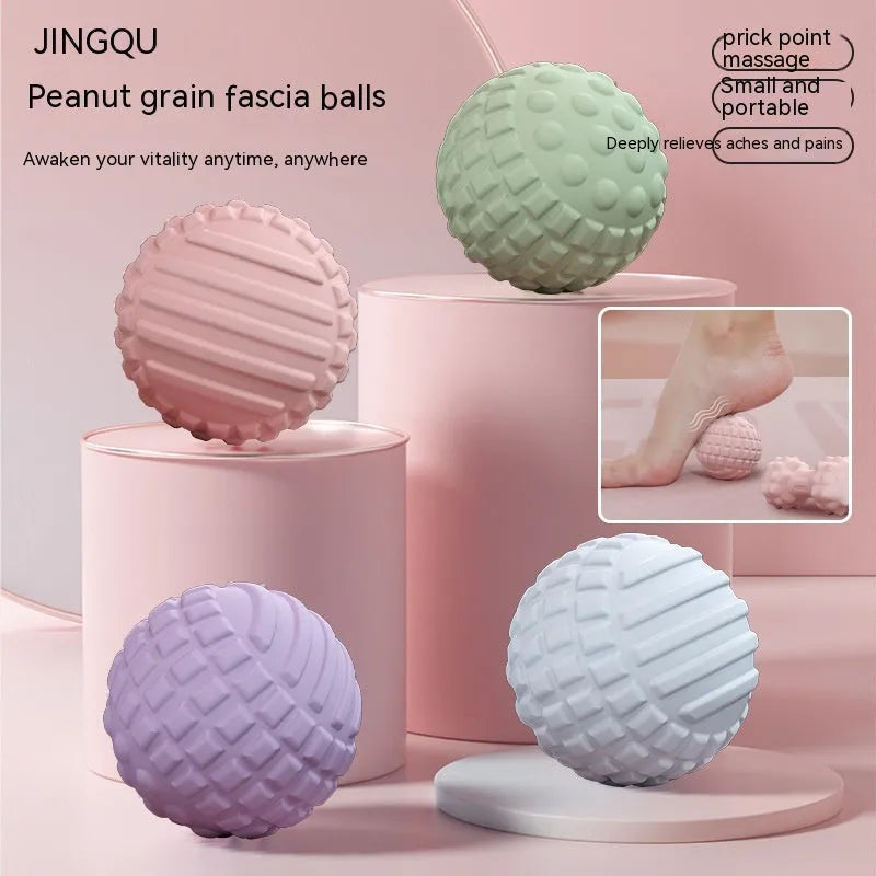 6cm diameter TPR foot massage ball in pink, blue, green, and purple colour options.