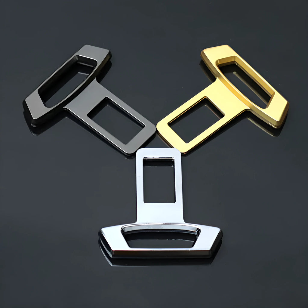 Metal dashboard air vent silencer insert shown in matte black, gold, and silver colour options.