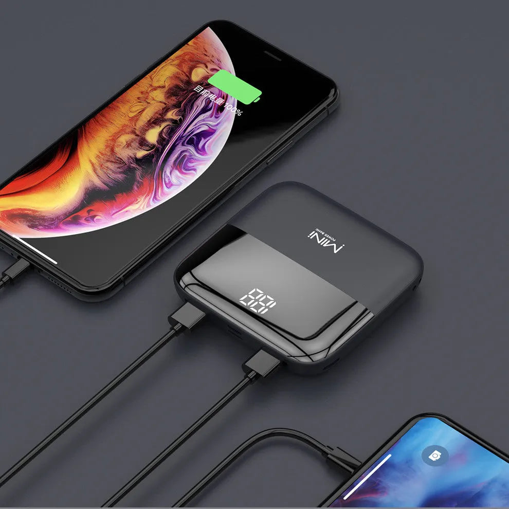 10000mAh portable power bank with digital display in black, pink, red or white colours
