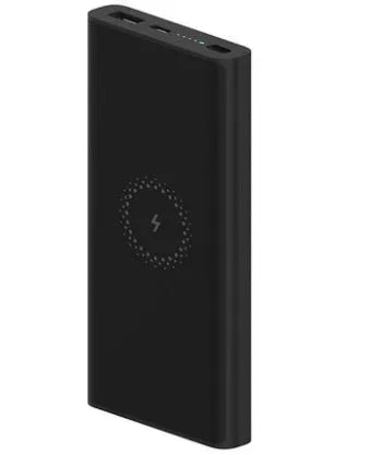 White or black 10000mAh power bank with USB-C and USB ports