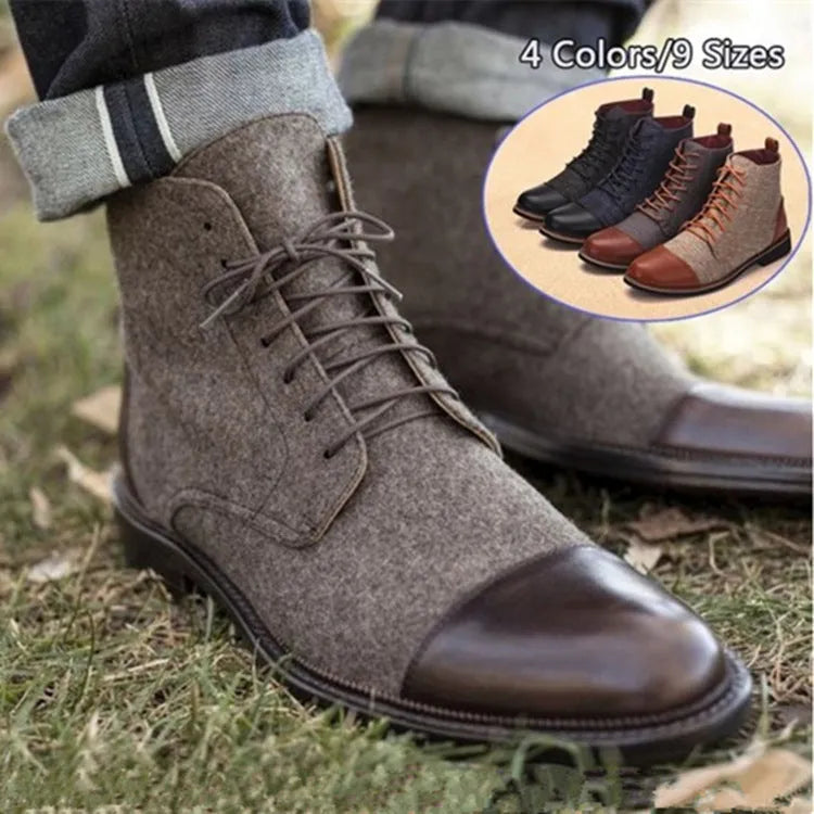 Men's black leather motorcycle boots with silver belt buckle detail on the shaft.